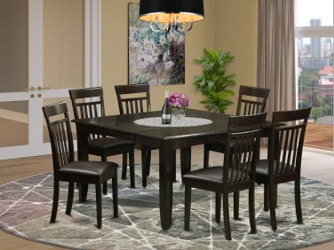 Parfait 7pc Dining Set- 54x54 Dining Table + 6 leather padded chairs cappuccino PFCA7-CAP-LC