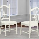 Set of 2 Dover kitchen dining chairs with plain wood seat in linen white finish, SKU: DOC-LWH-W