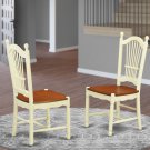 Set of 2 Dover kitchen dining chairs with plain wood seat in buttermilk cherry DOC-WHI-W