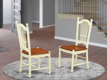 Set of 2 Dover kitchen dining chairs with plain wood seat in buttermilk cherry DOC-WHI-W