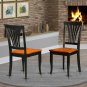 5pc Set Plainville Dining Table + 4 Avon Wood Seat Chairs in Cherry Black. SKU: PLAV5-BCH-W