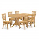 7 PC Vancouver Dinette Dining Set, Oval Table with 6 Wood Seat Chairs Light Oak, SKU: VANC7-OAK-W