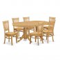 7 PC Vancouver Dinette Dining Set, Oval Table with 6 Wood Seat Chairs Light Oak, SKU: VANC7-OAK-W