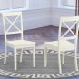 Set of 2 Boston dinette kitchen dining chairs with wood seat linen white SKU# BOC-WHI-W