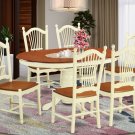 7pc Oval dining table with 6 Dover wood chairs buttermilk and cherry SKU# AVDO7-WHI-W