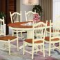 7pc Oval dining table with 6 Dover wood chairs buttermilk and cherry SKU# AVDO7-WHI-W