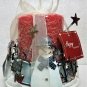 Candle in Metal Snowmen Holder