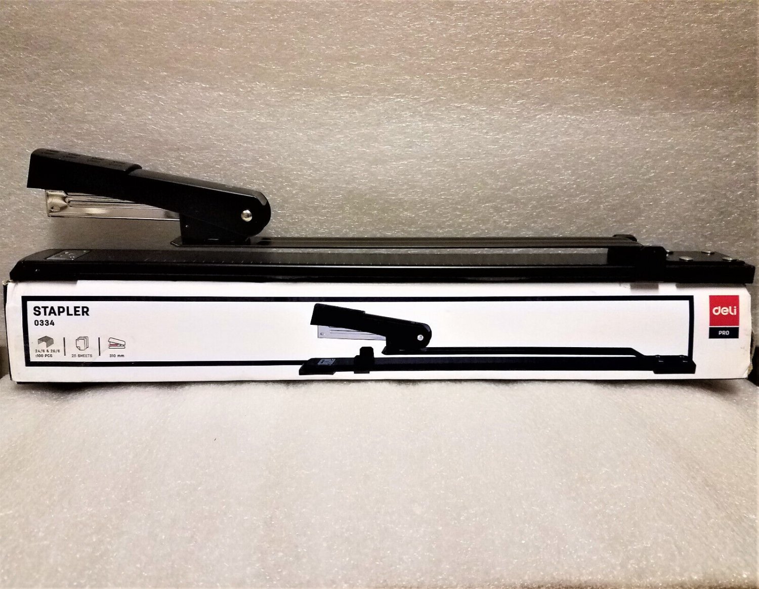 Deli long reach stapler 25 sheet capacity long arm standard stapler new 