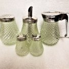 Vintage Grace Clear Glass Diamond/Hobnail Condiments Pieces