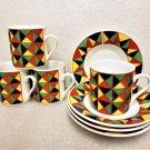 Aramco Imports Demitasse Espresso Porcelain Cups/Saucers Japan Style 9pcs