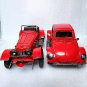 2 Vintage Style Metal Model Red Cars