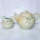 Vintage Japanese Tea Set Stoneware Moriage Meiji Pottery Sharkskin Glaze