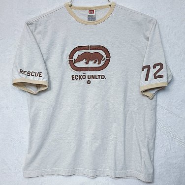 Vintage Y2K Ecko Unltd Heavy Weight Tan "Rescue 72" T-Shirt