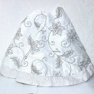 50'' Silver Sequin Holly Design Satiny White Tree Skirt