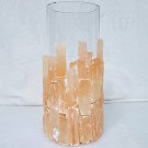 Red/Peach Selenite Extra Large 12" Tall Candle Holder/Vase