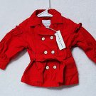 Janie and Jack Cherry Red Girls Ruffle Trench Coat NEW!