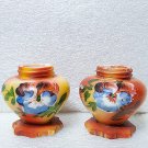 2 Vintage Mini Floral Design Hand Painted Milk Glass Pedestal Jars/Lamps?