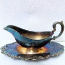 Vintage Gorham YC1306 Silver Plate Baronial Gravy Boat w Attached Underplate Vintage Gorham YC1306 Silver Plate Baronial Gravy Boat w Attached Underplate