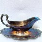 Vintage Gorham YC1306 Silver Plate Baronial Gravy Boat w Attached Underplate