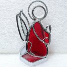 Red Stained Glass Angel Like NEW!