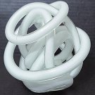White Heavy Art Glass Hand-Blown Infinity Knot Sculpture
