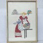 1940s Handmade "Monday" - Wash Day Framed Cross-Stitch 14.5" x 10.5"
