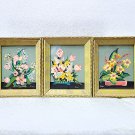 3 Vintage 1950s Mid-Century Ikebana/Botanical Style Wood Framed Prints by "Kai" 3 Vintage 1950s Mid-Century Ikebana/Botanical Style Wood Framed Prints by "Kai"