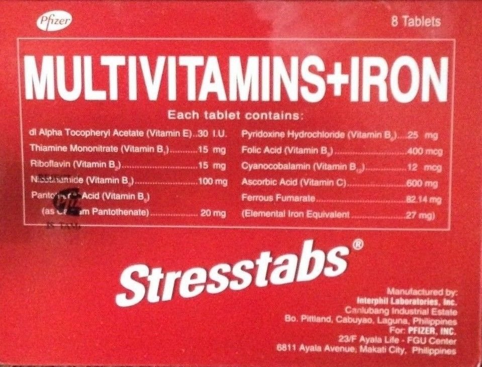 100 Sresstabs Multivitamins Iron Antistress Vitamin Philippine Formula Fresh Stock