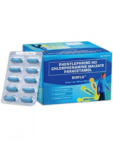 BIOFLU Tablets Cold Flu Medication Decongestant Allergy x30 Drowsy