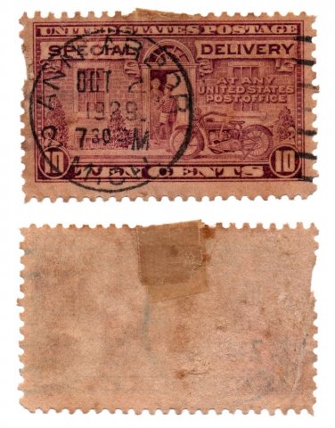 1929 10c Motorcycle Special Delivery Stamp Ann Arbor, Michigan Used Stamp
