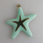 Vintage Enamel Starfish Pendant Aqua Goldtone Seashore