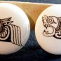 Small White Button Aztec / Bali Dragon Earrings Clip