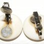 Small White Button Aztec / Bali Dragon Earrings Clip