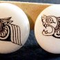 Small White Button Aztec / Bali Dragon Earrings Clip