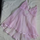 60S  70S Babydoll Soutache Pink Negligee Sheer  Xs 34 A