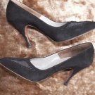 Fifties Bombshell Wicked Black Suede High Heel Shoes 6N