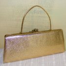 Gold Lame Convertible Clutch Evening Bag Purse Glam