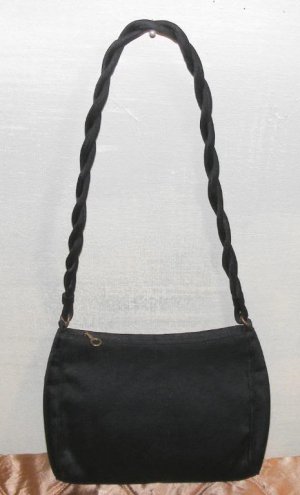 Black Faille Hand Bag Purse Sling Small Vintage