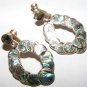 Mexico Sterling Silver 925 Abalone Shell Inlay Earrings