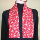 Double Sided Crepe Scarf Red Floral 38 X 4