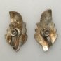 Taxco Mexico Abalone Shell Inlay  Earrings Leaf Vintage