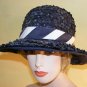 60s Cello Straw Sun Hat Nautical Lane Bryant Ladies S