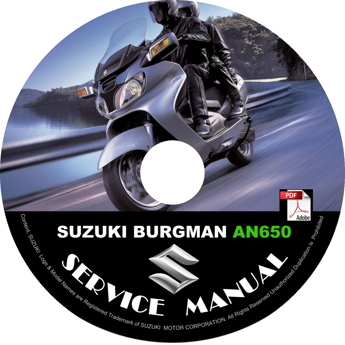 2003 Suzuki Burgman 650 AN650 Factory Service Repair Shop Manual on CD