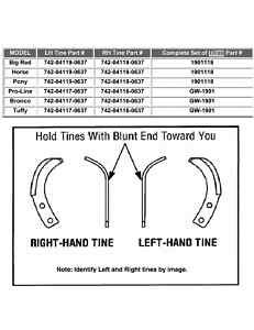 Troy Bilt Craftsman RH Right Hand Tine 742-04116-0637