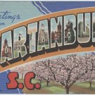 PZLL Spartanburg SC Large Letter Linen Postcard 1942 Curteich