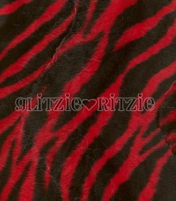 Soft Fur Red Zebra Fabric - 1 yd