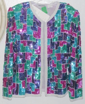 NWT Sequinned Party Jacket-WOW!-Hot Colors-Size Medium