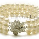 Pink AA 6-6.5 mm tripled Bracelet