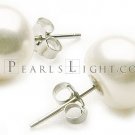 White AAA 11 mm Button Earrings