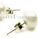 White AAA 9-9.5 mm Button Earrings